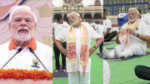 PM मोदी ने 15000 लोगों के साथ योगाभ्यास किया