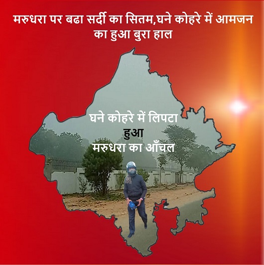 मरुधरा पर बढा सर्दी का सितम,घने कोहरे में आमजन का हुआ बुरा हाल