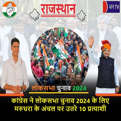 कांग्रेस ने लोकसभा चुनाव 2024 के लिए मरुधरा के अंचल पर उतरे 10 प्रत्याशी