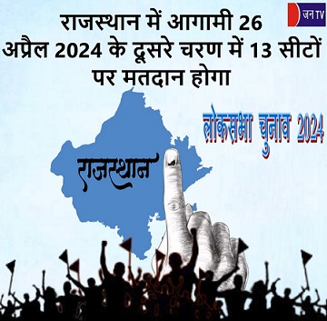 राजस्थान में आगामी 26 अप्रैल 2024 के दूसरे चरण में 13 सीटों पर मतदान होगा