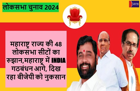 महाराष्ट्र राज्य की 48  लोकसभा सीटों का रुझान,महाराष्ट्र में INDIA गठबंधन आगे, दिख रहा बीजेपी को नुकसान