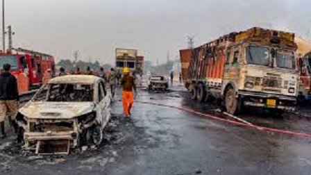 जयपुर-अजमेर हाईवे पर एलपीजी टैंकर ब्लास्ट से ग्यारह लोगों की मौत,35 लोग झुलसे,14 लापता