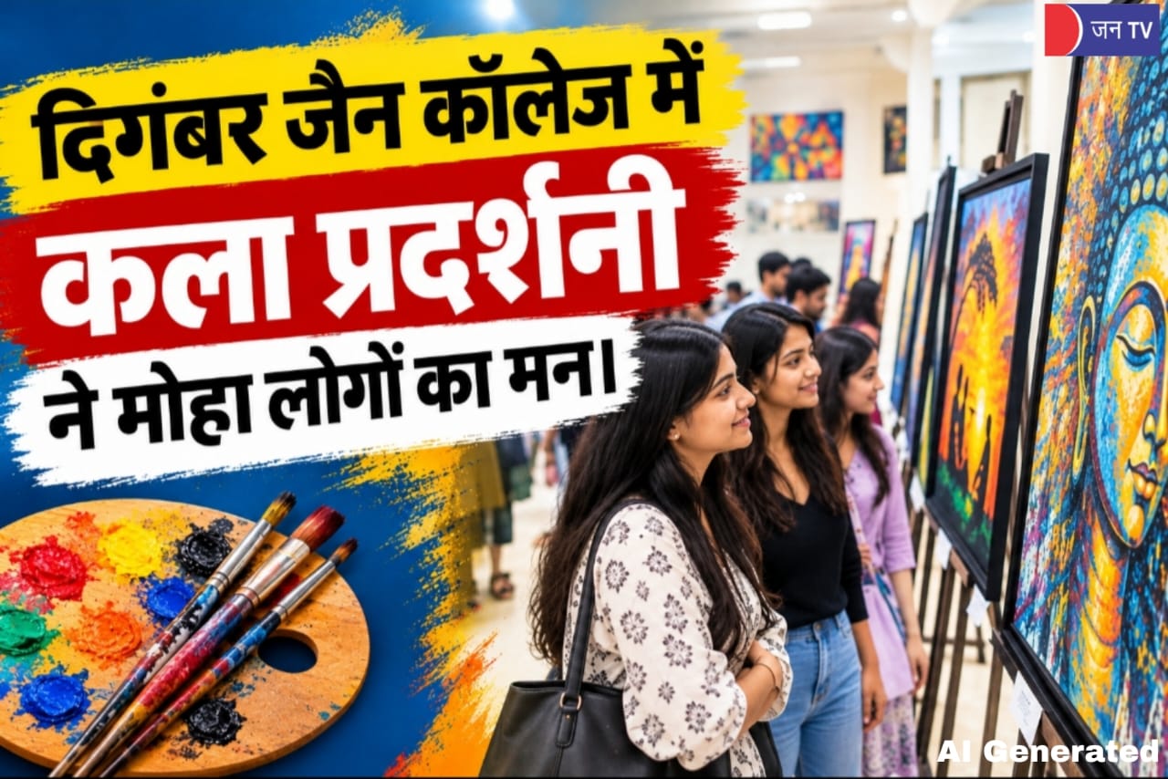 दिगंबर जैन कॉलेज में कला प्रदर्शनी ने मोहा लोगों का मन