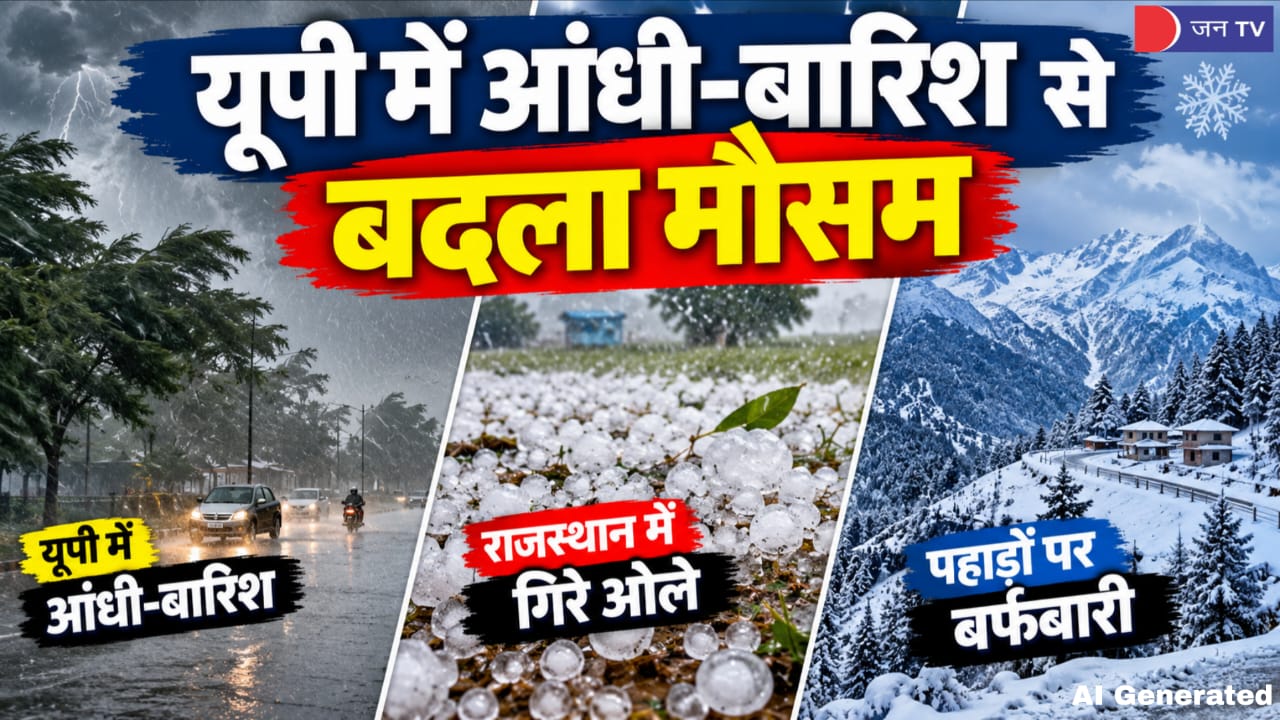 यूपी में आंधी-बारिश से बदला मौसम, राजस्थान में गिरे ओले, पहाड़ों पर बर्फबारी