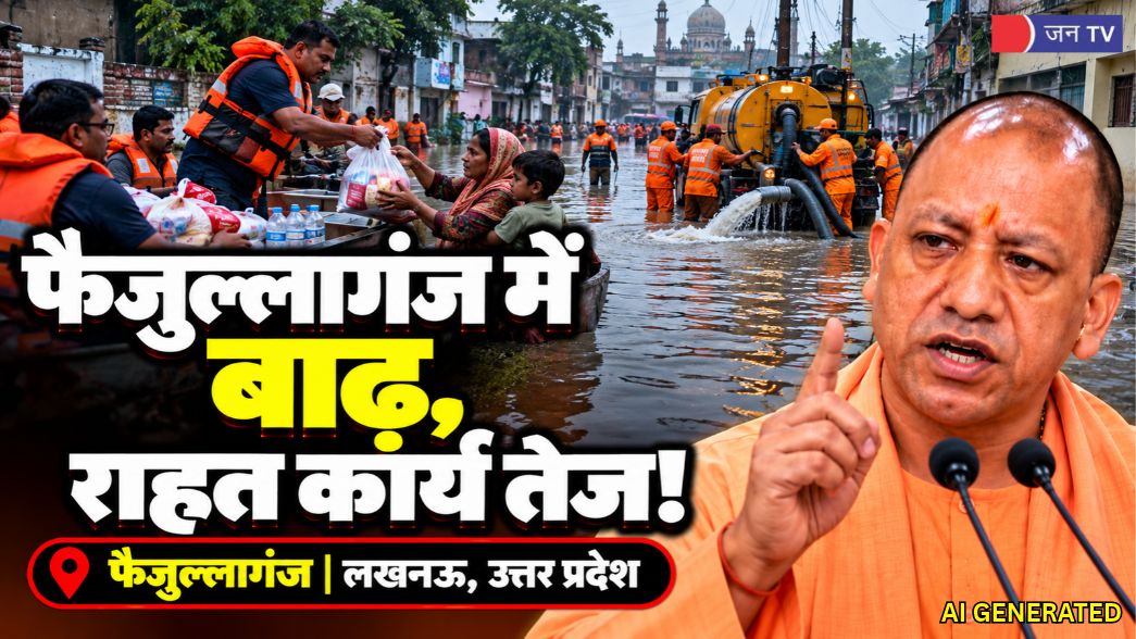 लखनऊ के फैजुल्लागंज में बाढ़ से 50 हजार लोग प्रभावित, राहत कार्यों का मंत्री सुरेश खन्ना ने लिया जायजा